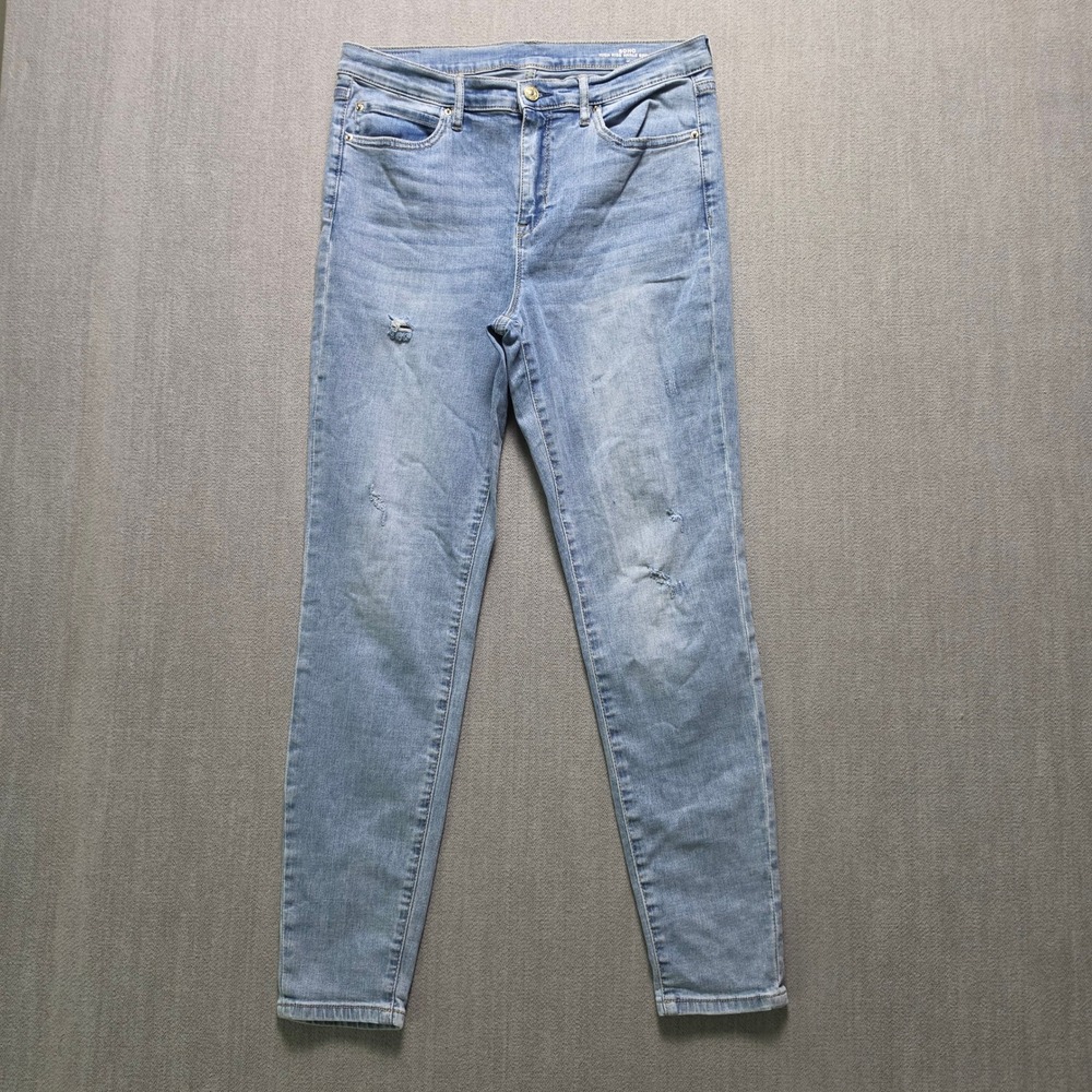 Nicole Miller Soho Jeans Women 10 Blue Distressed High Rise Ankle Skinny